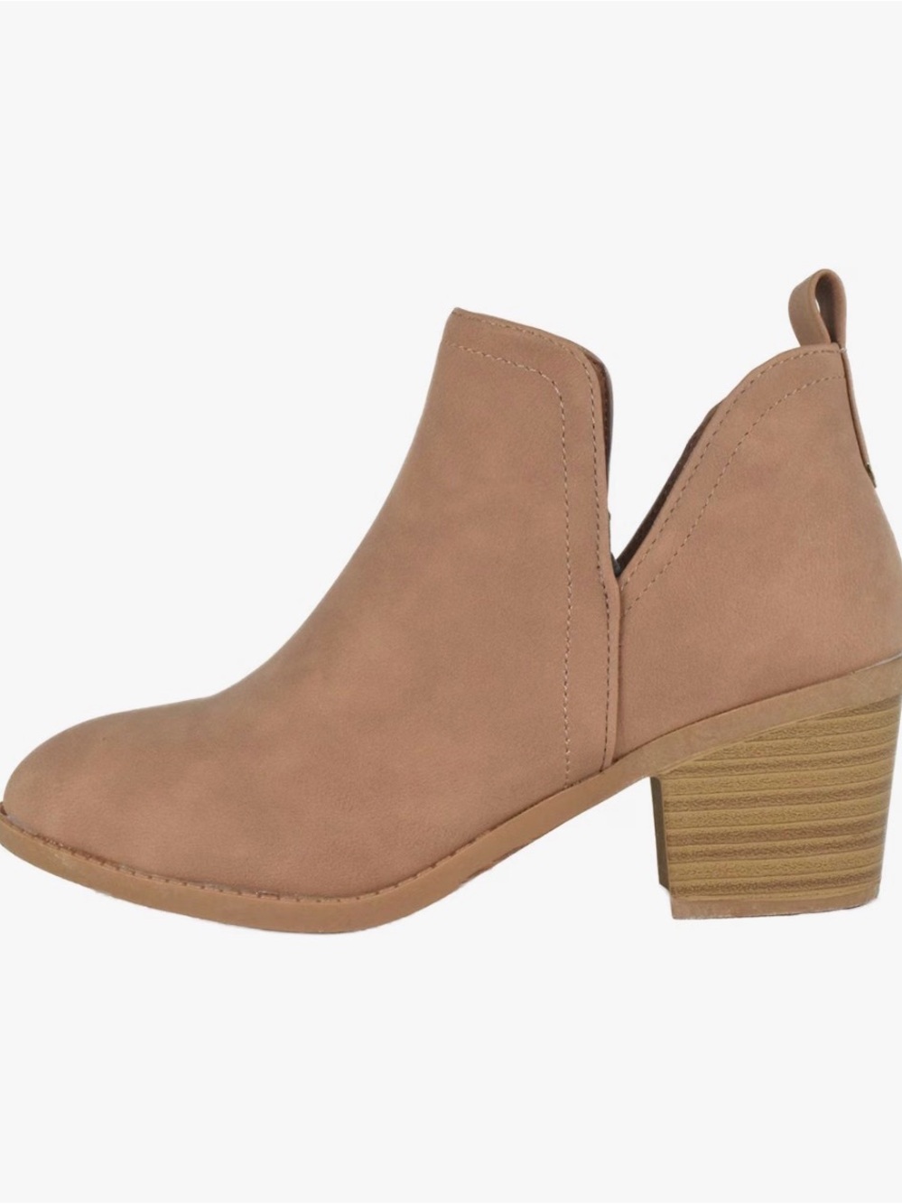S80 Women's Taupe Cutout Ankle Bootie with Block Heel